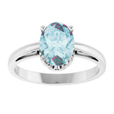 14K White Natural Sky Blue Topaz Ring