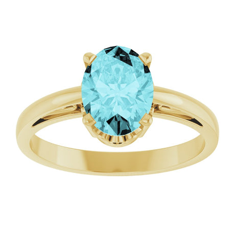 14K Yellow Gold Natural Blue Zircon Ring