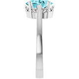 14K White Gold Natural Blue Zircon Ring