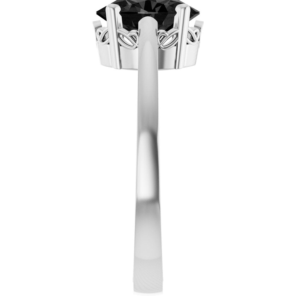 14K White Gold Natural Black Onyx Ring