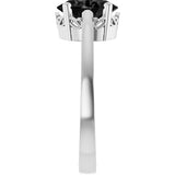 14K White Gold Natural Black Onyx Ring