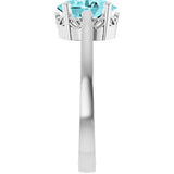 14K White Natural Blue Zircon Ring