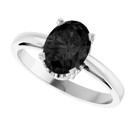 14K White Gold Natural Black Onyx Ring