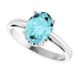 14K White Gold Natural Blue Zircon Ring