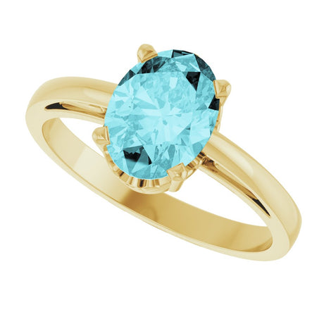 14K Yellow Gold Natural Blue Zircon Ring
