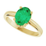 14K Yellow Gold Lab-Grown Emerald Ring