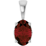 14K White Natural Mozambique Garnet Pendant