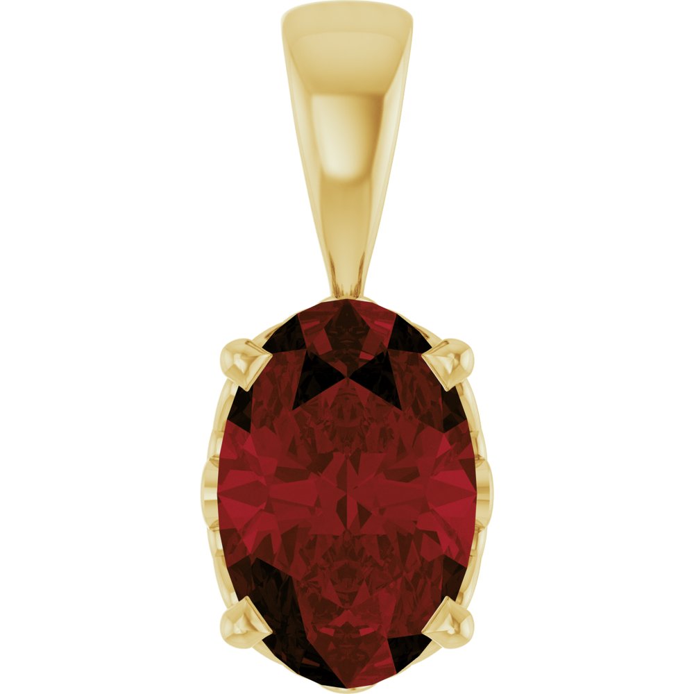 14K Yellow Gold Natural Mozambique Garnet Pendant