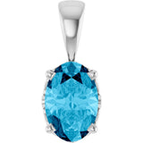 14K White Gold Natural Aquamarine Pendant