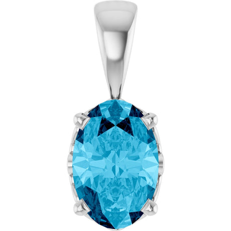 14K White Gold Natural Aquamarine Pendant