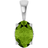 14K White Natural Peridot Pendant
