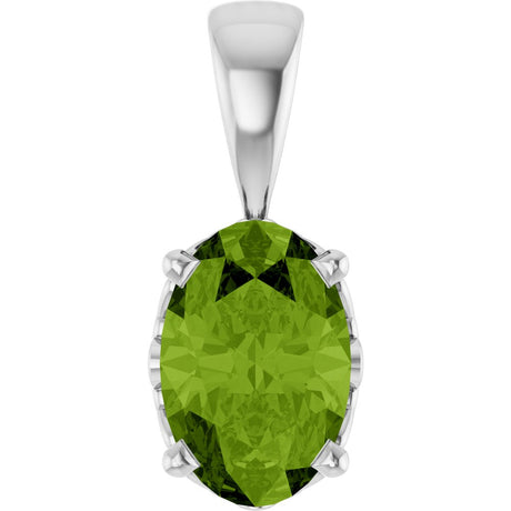 14K White Natural Peridot Pendant