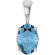 14K White Gold Natural Sky Blue Topaz Pendant
