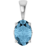 14K White Gold Natural Sky Blue Topaz Pendant