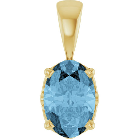 14K Yellow Gold Natural Sky Blue Topaz Pendant