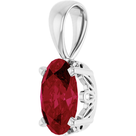 Sterling Silver Lab-Grown Ruby Pendant