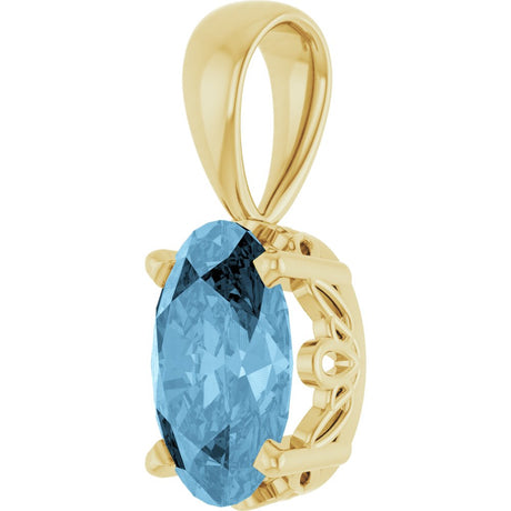 14K Yellow Gold Natural Sky Blue Topaz Pendant