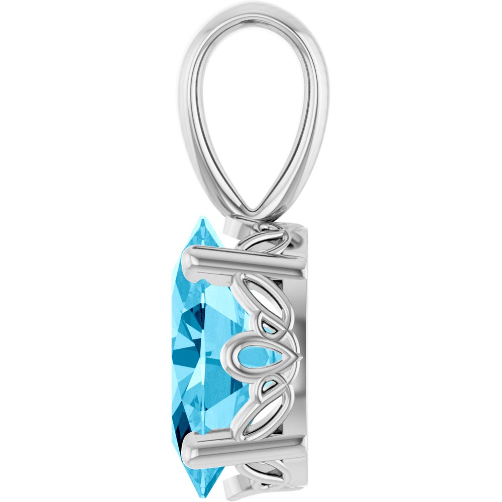 14K White Gold Natural Aquamarine Pendant