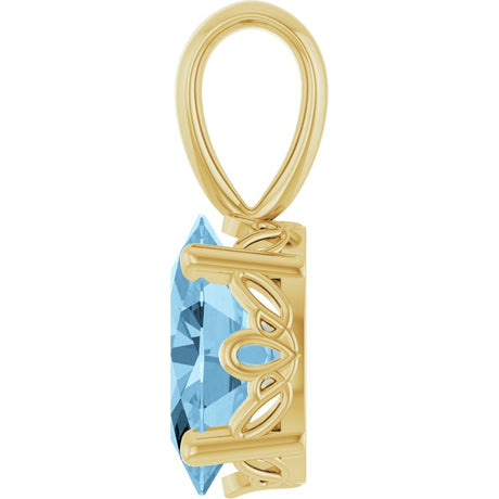 14K Yellow Gold Natural Sky Blue Topaz Pendant