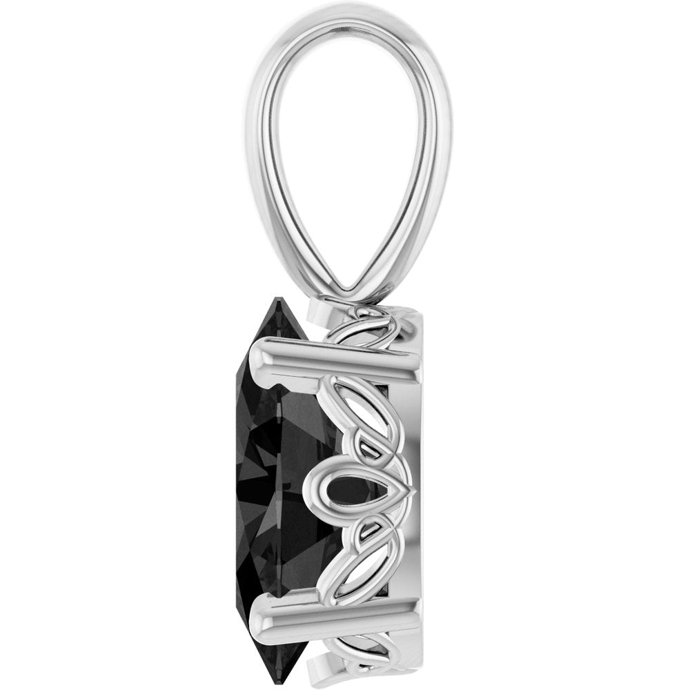 14K White Gold Natural Black Onyx Pendant