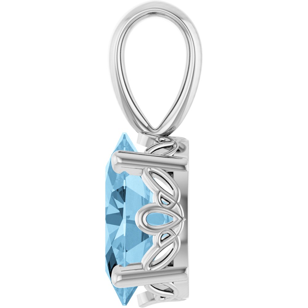 14K White Natural Sky Blue Topaz Pendant