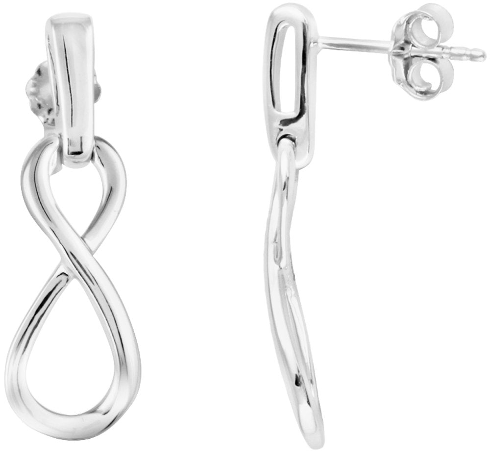 14K White Infinity-Inspired Dangle Earrings