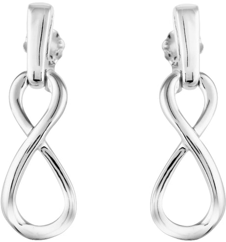 14K White Infinity-Inspired Dangle Earrings