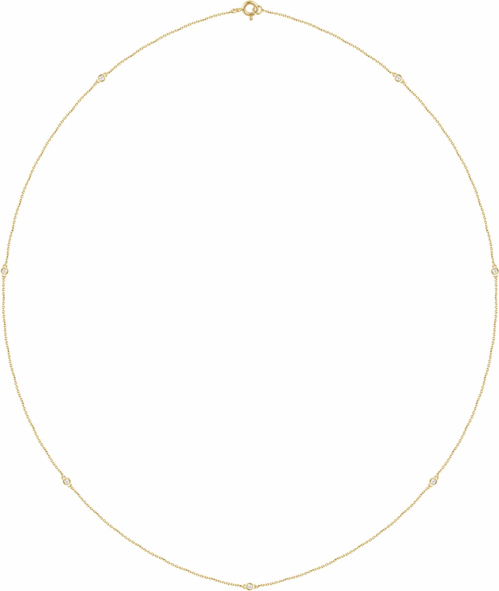 14K Yellow 1/4 CTW Lab-Grown Diamond 7-Station 24" Necklace