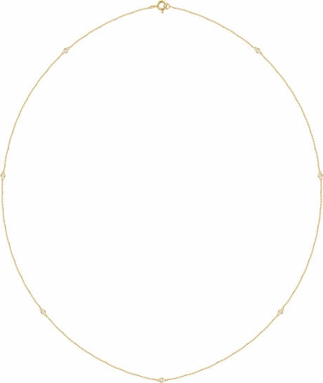 14K Yellow 1/4 CTW Lab-Grown Diamond 7-Station 24" Necklace