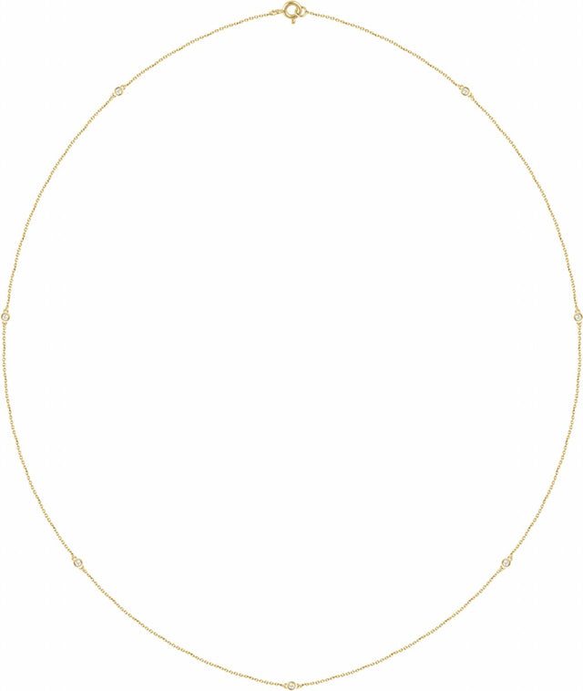 14K Yellow 1/4 CTW Lab-Grown Diamond 7-Station 24" Necklace