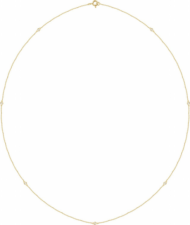 14K Yellow Gold 1/4 CTW Lab-Grown Diamond 7-Station 24" Necklace
