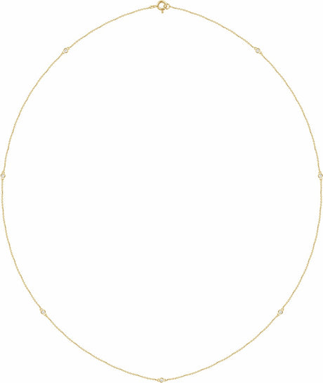 14K Yellow Gold 1/4 CTW Lab-Grown Diamond 7-Station 24" Necklace