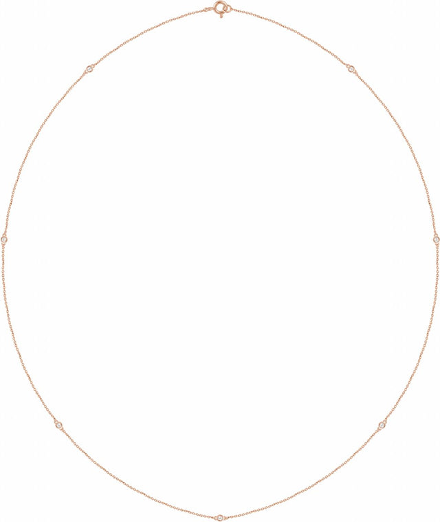 14K Rose Gold 1/4 CTW Natural Diamond 7-Station 24" Necklace