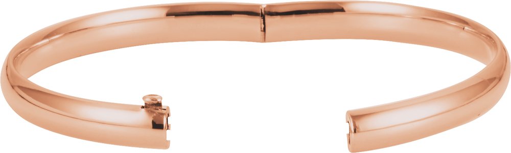 14K Rose Gold 6.5 mm Hinged Bangle 7" Bracelet