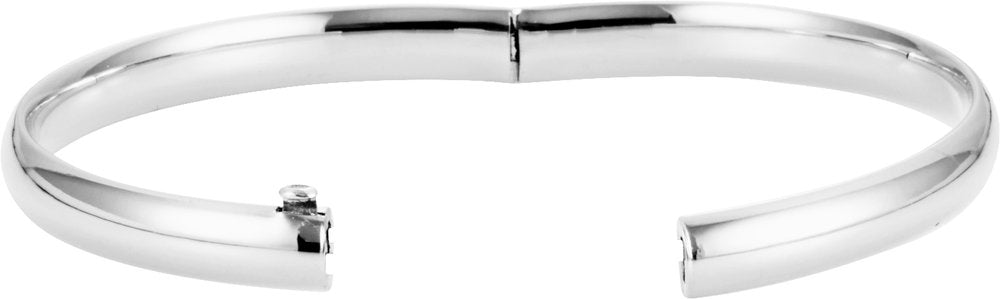 14K White 6.5 mm Hinged Bangle 7" Bracelet
