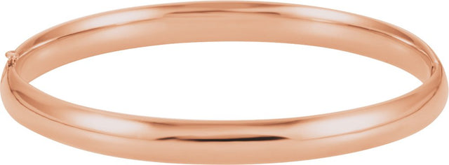 14K Rose Gold 6.5 mm Hinged Bangle 7" Bracelet
