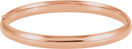 14K Rose Gold 6.5 mm Hinged Bangle 7" Bracelet