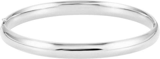 14K White 6.5 mm Hinged Bangle 7" Bracelet