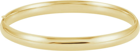 14K Yellow Gold 6.5 mm Hinged Bangle 7" Bracelet