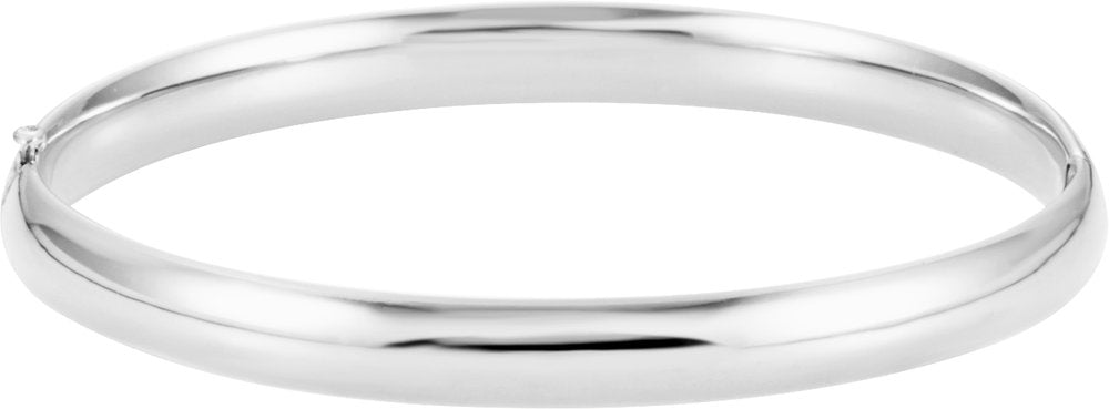 14K White Gold 6.5 mm Hinged Bangle 7" Bracelet