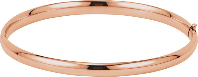 14K Rose Gold 4.7 mm Hinged Bangle 7" Bracelet
