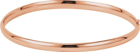 14K Rose Gold 4 mm Hinged Bangle 7" Bracelet