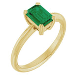 14K Yellow Gold Lab-Grown Emerald Solitaire Solitaire Ring