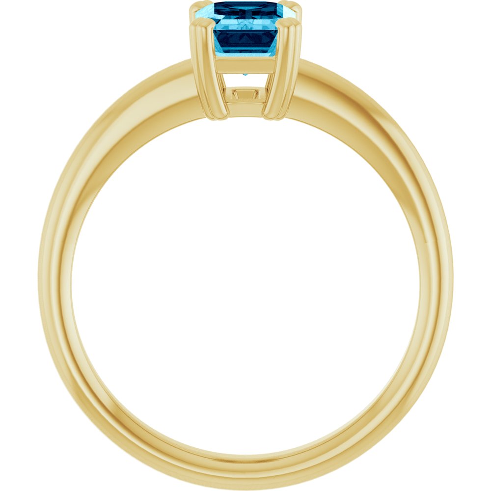 14K Yellow Gold Natural Aquamarine Solitaire Ring