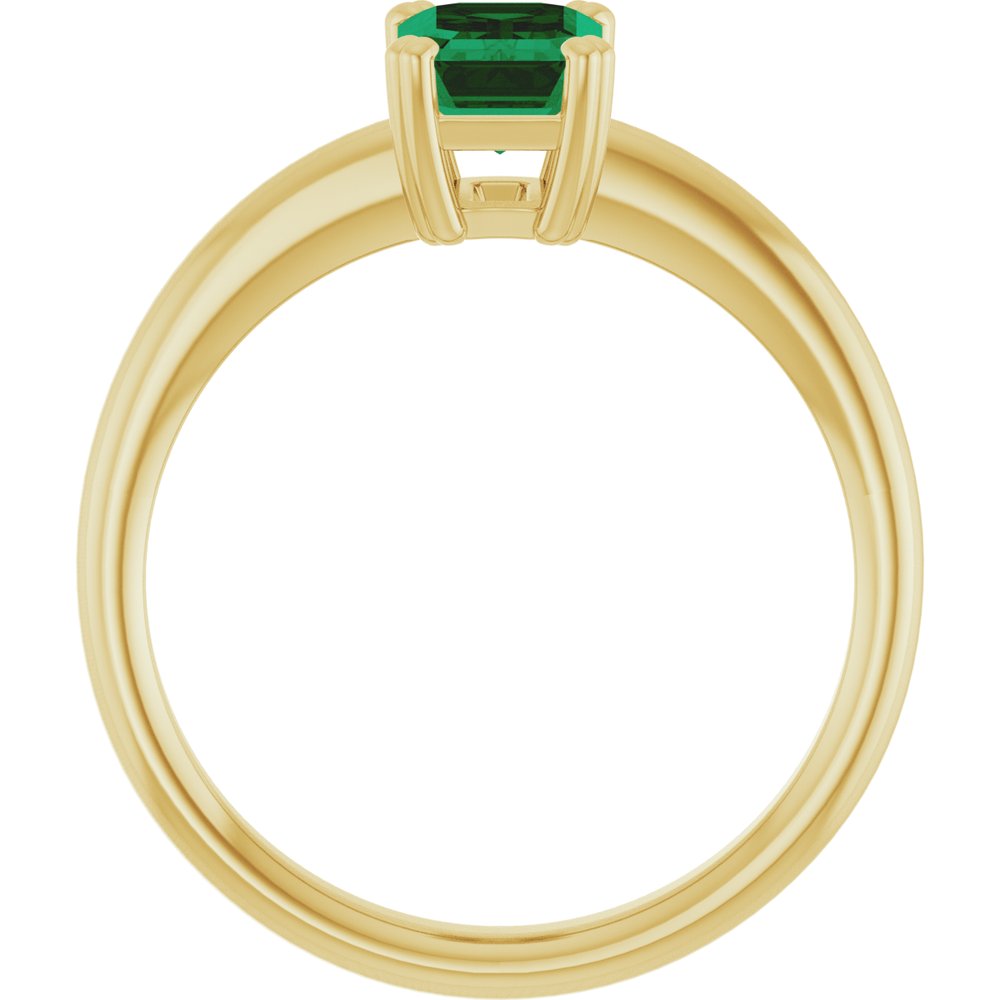 14K Yellow Gold Lab-Grown Emerald Solitaire Solitaire Ring