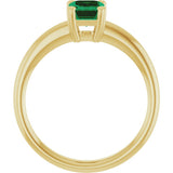 14K Yellow Gold Lab-Grown Emerald Solitaire Solitaire Ring