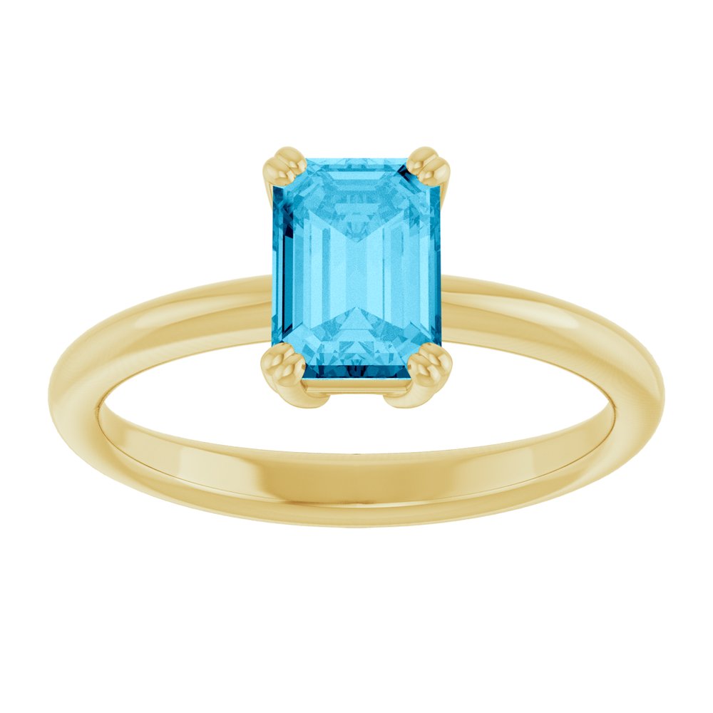 14K Yellow Gold Natural Aquamarine Solitaire Ring