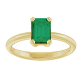 14K Yellow Gold Lab-Grown Emerald Solitaire Solitaire Ring
