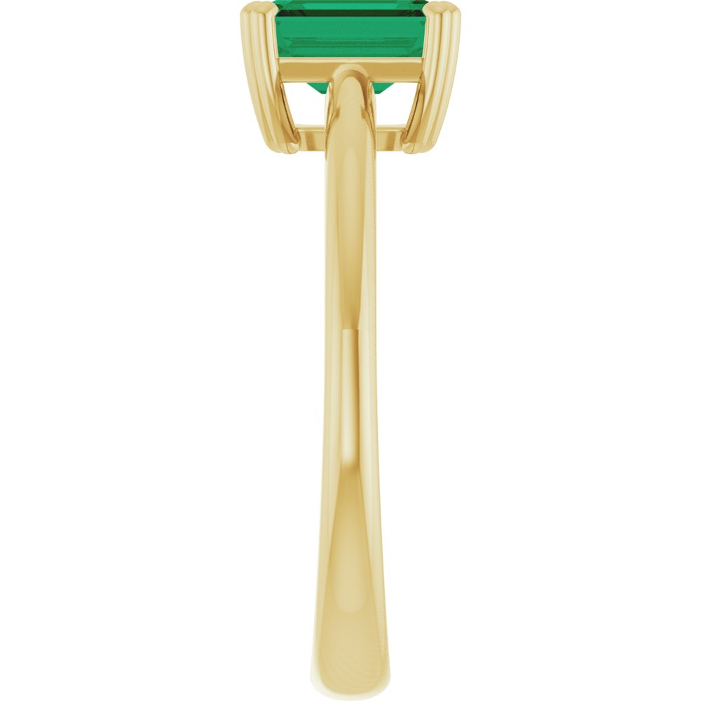 14K Yellow Gold Lab-Grown Emerald Solitaire Solitaire Ring