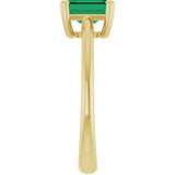14K Yellow Gold Lab-Grown Emerald Solitaire Solitaire Ring